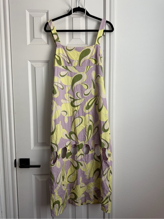 ANTONIO MELANI Dresses & Skirts - ANTONIO MELANI Lavender Maxi Dress with Olive & Pale Yellow Swirl Print